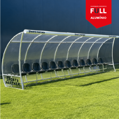 Full aluminium team shelter, with 2 to 22 benches